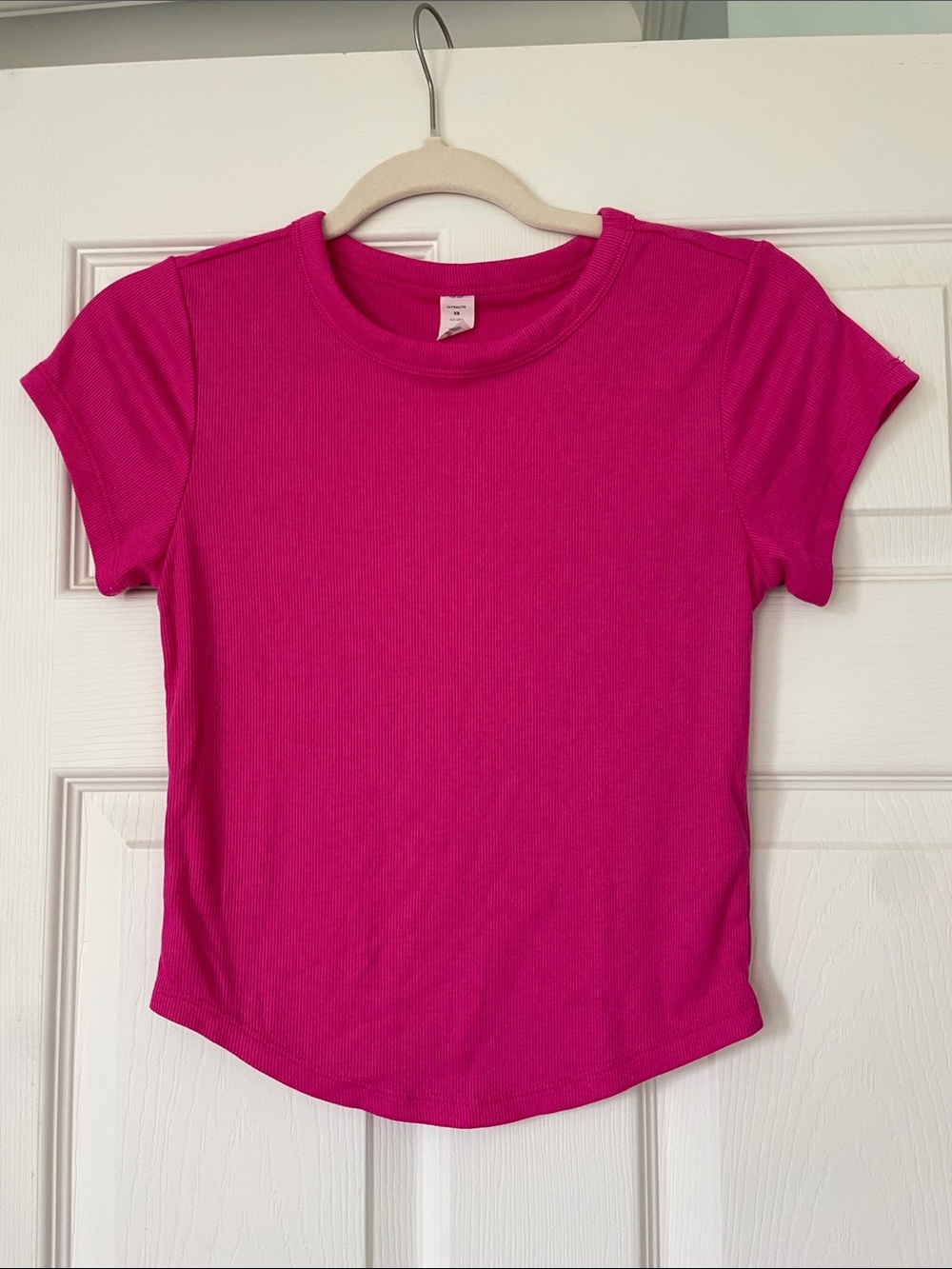 Bright Fuchsia Ribbed Short Sleeve Tee XS